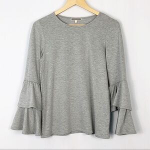 NWT Heather Gray Ruffle Sleeve Top
